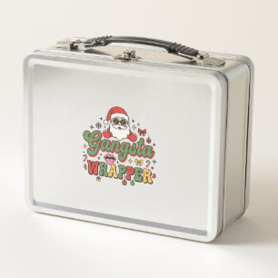 Gangsta Wrapper Santa Christmas Metal Lunch Box