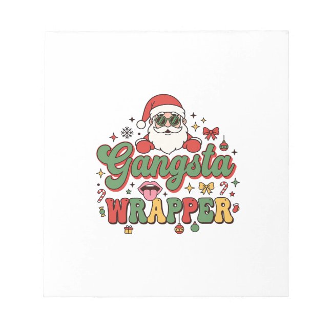 Gangsta Wrapper Santa Christmas Notepad (Front)