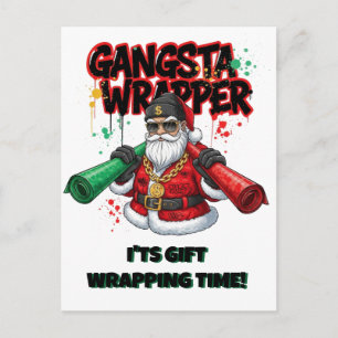 Gangsta Wrapper Santa Christmas Postcard