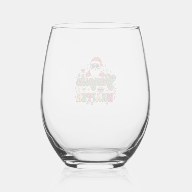 Gangsta Wrapper Santa Christmas Stemless Wine Glass (Front)