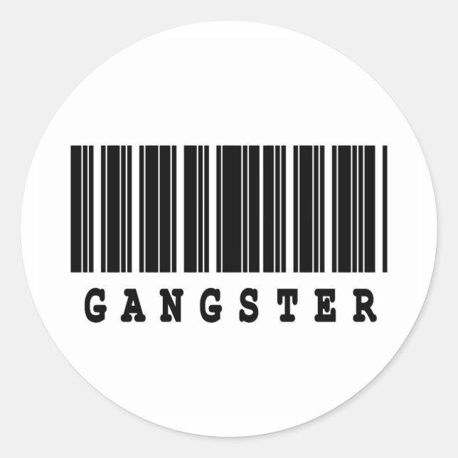 gangster barcode design classic round sticker (Front)