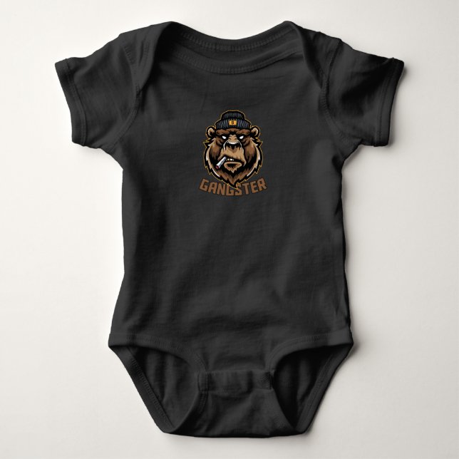Gangster Bear Baby Bodysuit (Front)