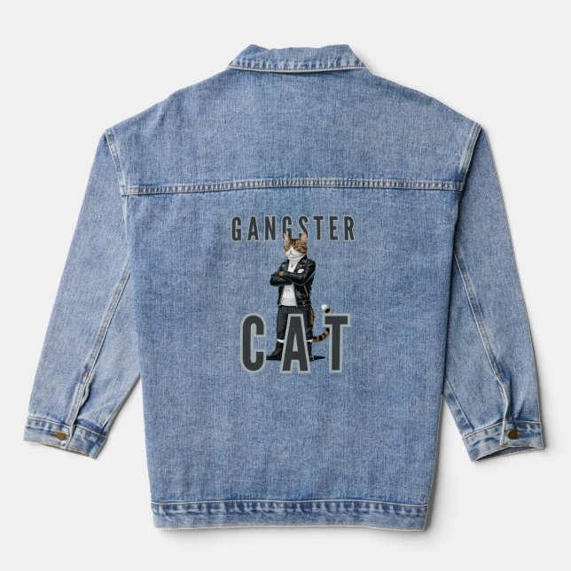 Gangster Cat Bad Boy Denim Jacket (Back)