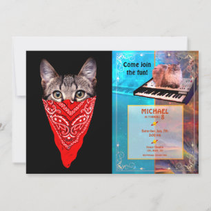Gangster cat hood invitation