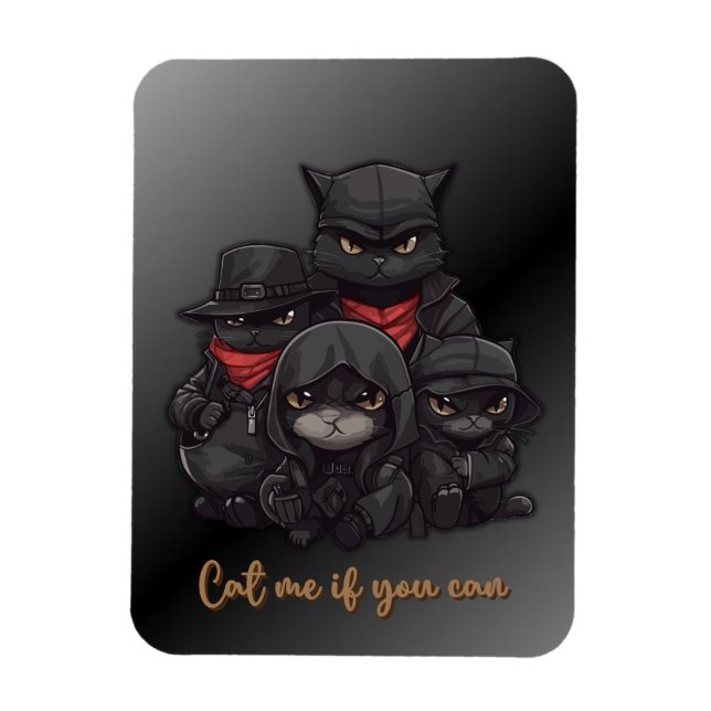 Gangster Cat Photo Magnet | Cat Me If You Can (Vertical)