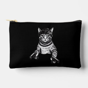 Gangster Cat Tattoo Art   Cool Streetwear Kitty Accessory Pouch