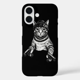 Gangster Cat Tattoo Art   Cool Streetwear Kitty iPhone 16 Case