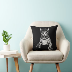 Gangster Cat Tattoo Art Cool Streetwear Kitty Cushion