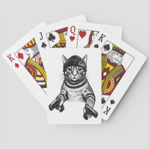 Gangster Cat Tattoo Art Cool Streetwear Kitty Playing Cards