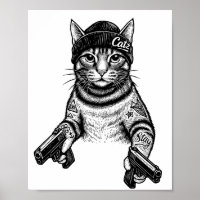 Gangster Cat Tattoo Art | Cool Streetwear Kitty