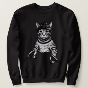 Gangster Cat Tattoo Art Cool Streetwear Kitty Sweatshirt
