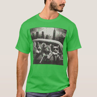 Gangster Cats Car New York Funny Meme Humorhug Men T-Shirt