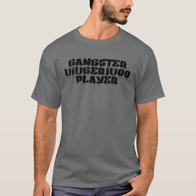 Gangster Didgeridoo Player Word Design T-Shirt (Front)