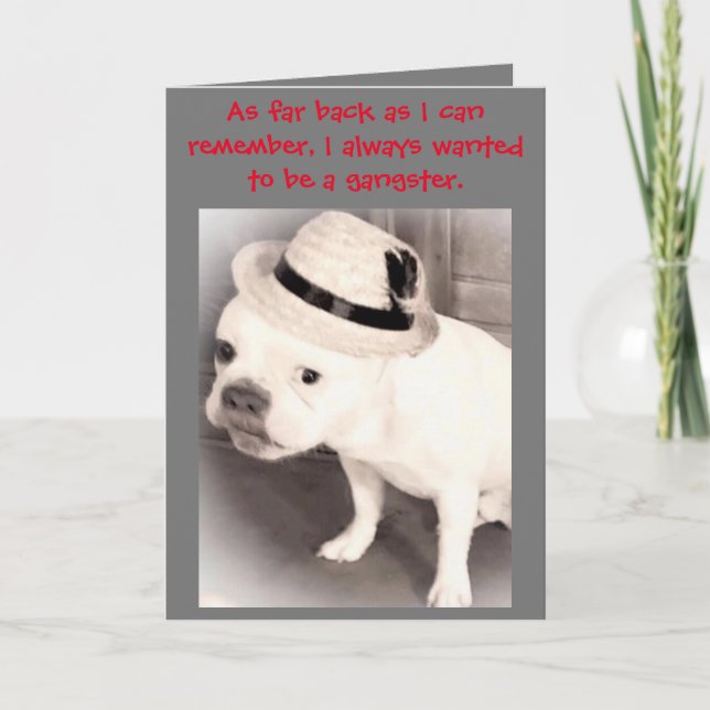 Gangster French Bulldog Filthy Animal Christmas Card (Front)
