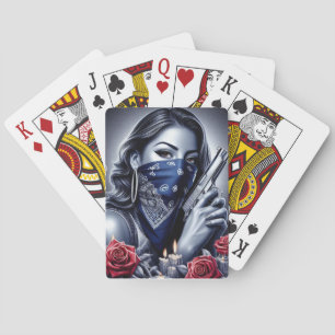 Gangster Girl Hip Hop chicano art Design Playing Cards