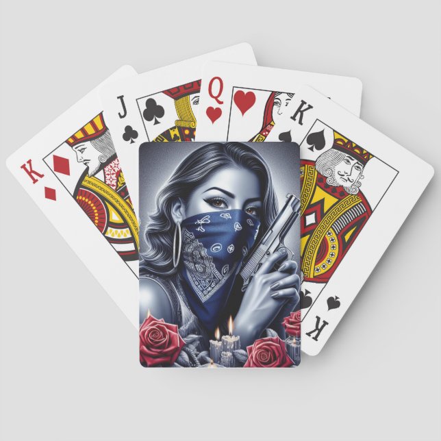Gangster Girl Hip Hop chicano art Design Playing Cards (Back)