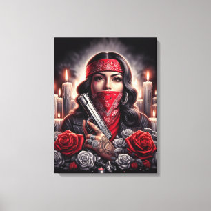 Gangster Girl Hip Hop chicano art graphic Canvas Print