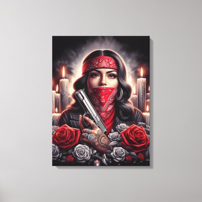 Gangster Girl Hip Hop chicano art graphic Canvas Print (Front)