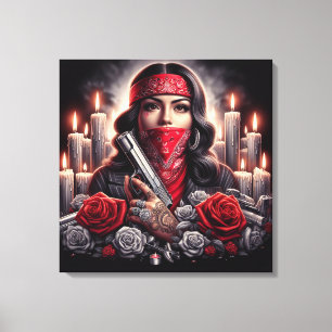 Gangster Girl Hip Hop chicano art graphic Canvas Print
