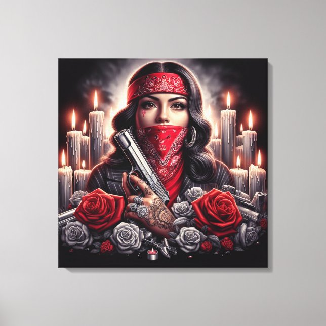 Gangster Girl Hip Hop chicano art graphic Canvas Print (Front)