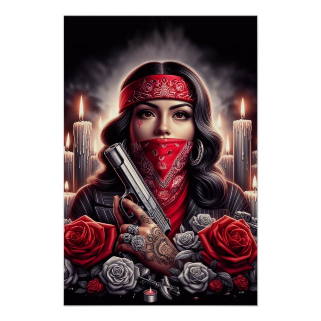 Gangster Girl Hip Hop chicano art graphic Poster (Front)