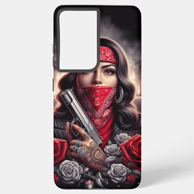 Gangster Girl Hip Hop chicano art graphic Samsung Galaxy S21+ Case (Back)