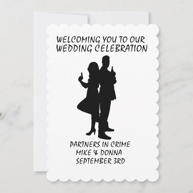 GANGSTER GUNS THEME WEDDING INVITATIONS (Front)