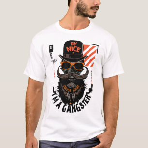 gangster_hipster skull beard mustache tear T-Shirt