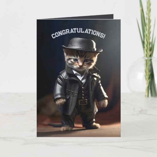Gangster Kitten Thank You Card (Front)