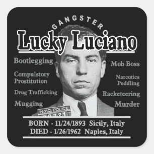 Gangster Lucky Luciano Square Sticker