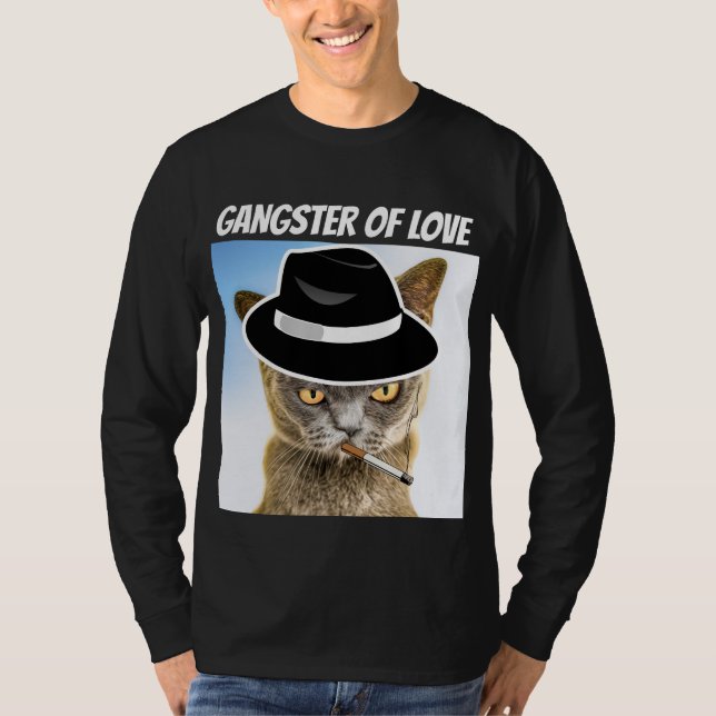 GANGSTER OF LOVE FEDORA CAT T-SHIRTS (Front)