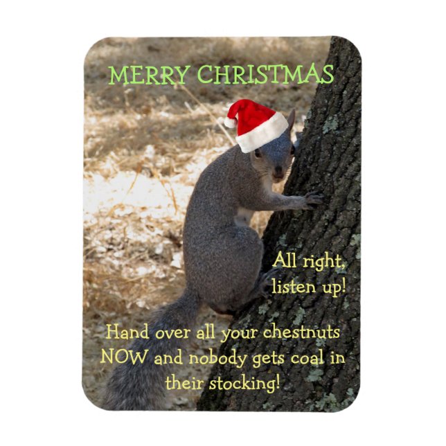 Gangster Santa Squirrel Magnet (Vertical)