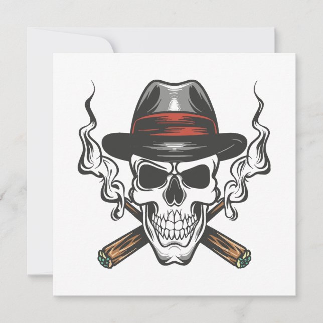 Gangster skull with fedora hat (Front)