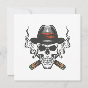 Gangster skull with fedora hat invitation