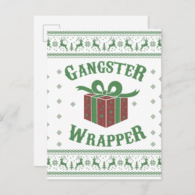 Gangster Wrapper Ugly Sweater Postcard (Front/Back)