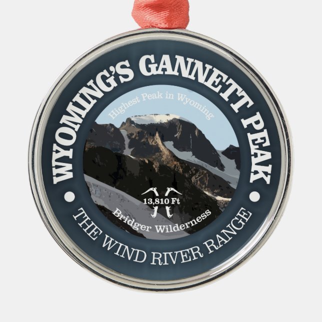 Gannett Peak Metal Tree Decoration (Front)