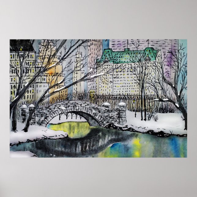 Gapstow Bridge, Central Park, New York Poster (Front)