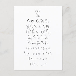 Gar - Zazzle Font Sampler Sheet Postcard