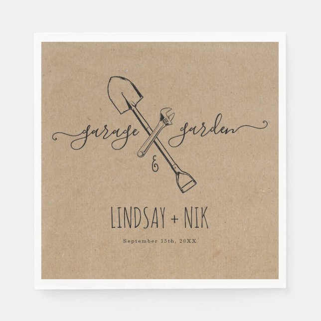 Garage & Garden Bridal / Couple's Shower Napkin (Front)