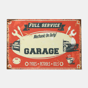 Garage Mechanic Door Mat, Full Service Welcome Mat