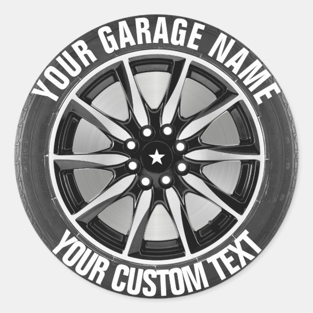 Garage Or Car Repair Owner Car Wheel On Steel Classic Round Sticker (Front)