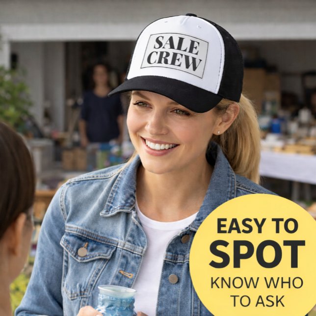 Garage Sale Crew Hat for Sellers (Make your garage sale easier to manage with a simple way to identify who’s running the sale. )