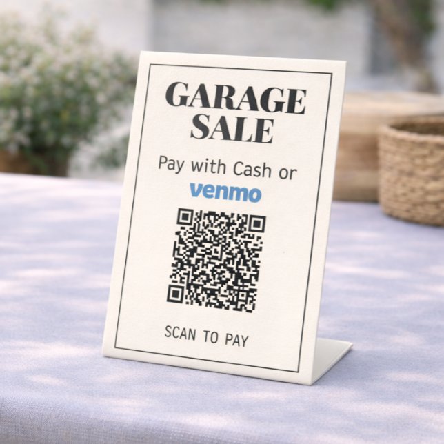 Garage Sale QR Code Sign | Venmo & Cash Payment (Make checkout fast, easy, and convenient at your garage sale.)