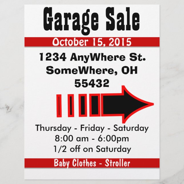 Garage Sale Sign Flyer (Front)