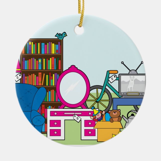 Garage Sale Stuff Ceramic Tree Decoration (Front)