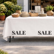 Garage Sale Tablecloth Sale Display Decor