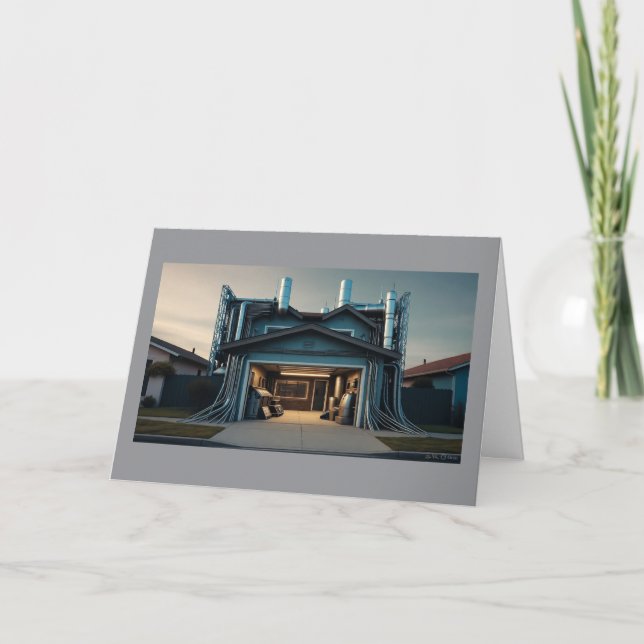 Garage Tech Upgrade greeting card (Front)