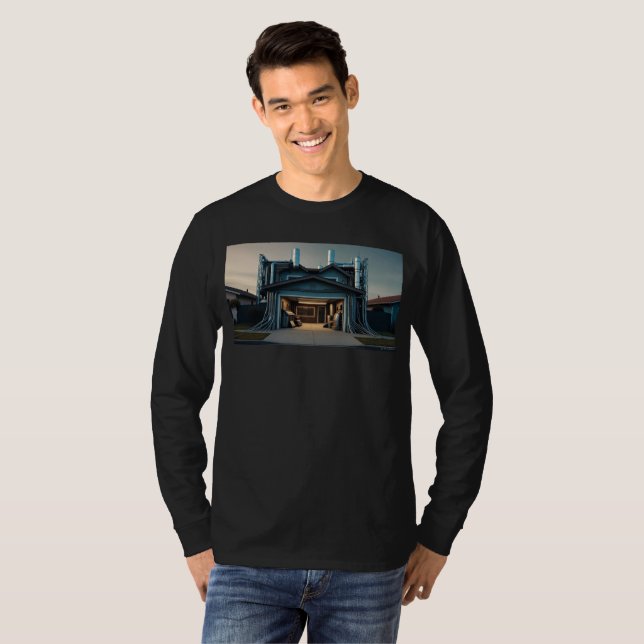 Garage Tech Upgrade men black long sleeve shirt (Front Full)