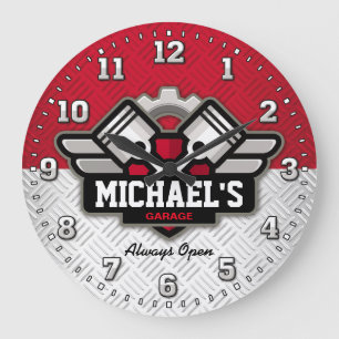 Garage Tools Man Cave Personalizable Large Clock