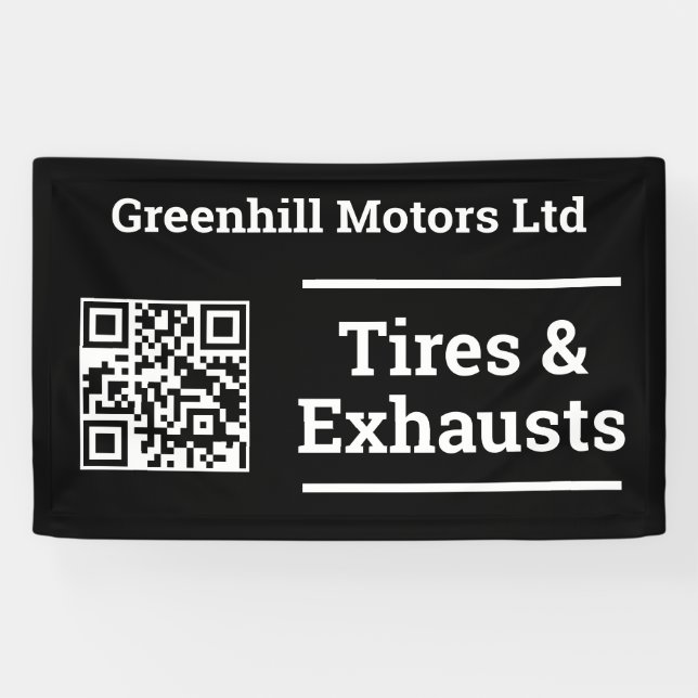 Garage Vehicle Servicing Design with QR Code Banner (Horizontal)